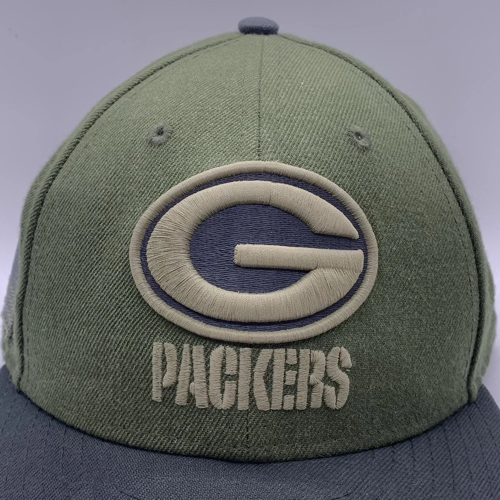Green Bay Packers Hat Cap Fitted 6 7/8 New Era 59Fifty 2018 Salute To Service